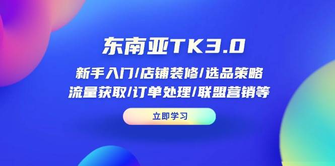 （14208期）东南亚TK3.0：新手入门/店铺装修/选品策略/流量获取/订单处理/联盟营销等
