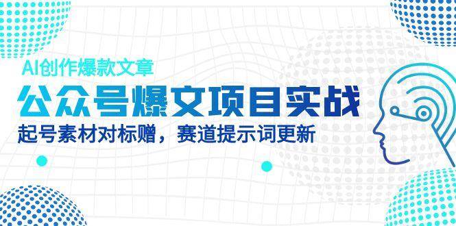 （14709期）公众号爆文项目实战，AI创作爆款文章，起号素材对标赠（附赛道AI提示词）