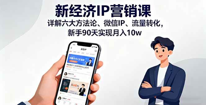 新经济IP营销课：详解六大方法论、微信IP、流量转化，新手90天实现月入10w