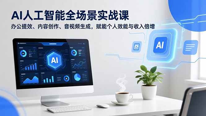 （16958期）AI人工智能全场景实战课，办公提效、内容创作、音视频生成，赋能个人效能与收入倍增