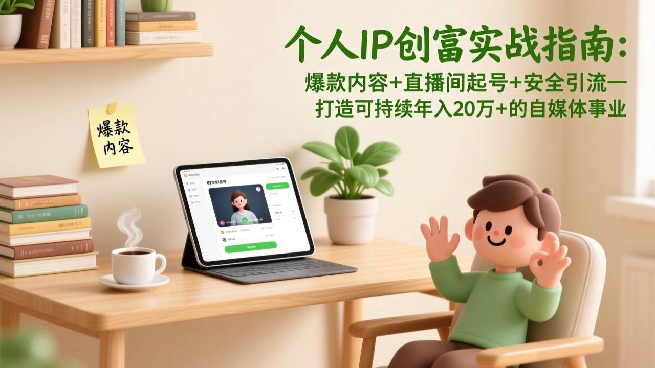 （17217期）个人IP创富实战指南：爆款内容+直播间起号+安全引流，打造可持续年入20万+的自媒体事业