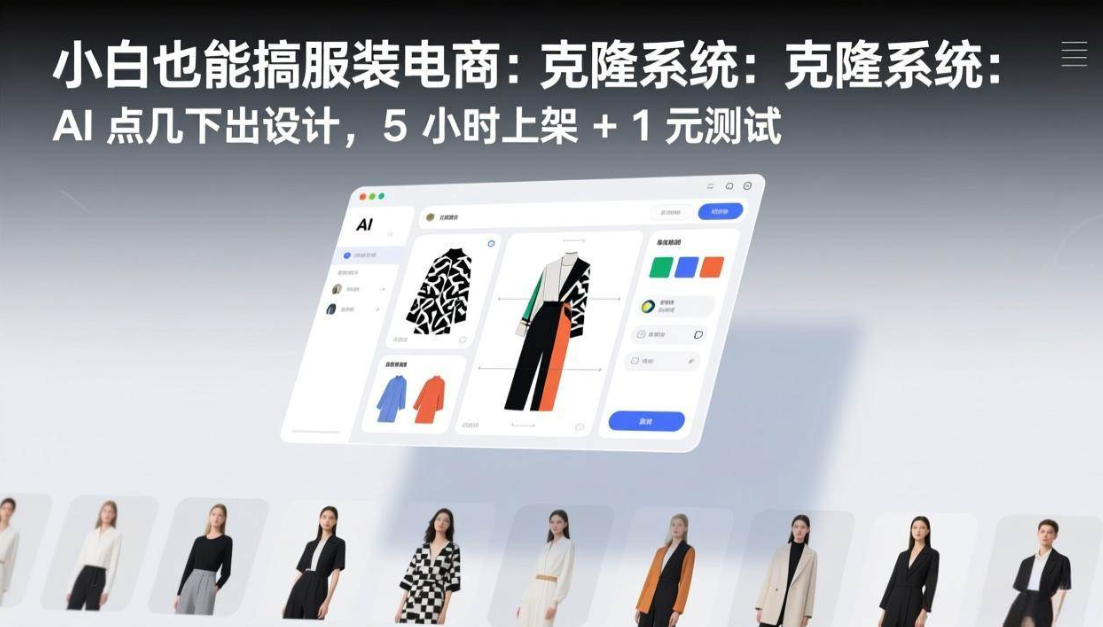 （17411期）小白也能搞服装电商：克隆系统：AI 点几下出设计，5 小时上架 + 1 元测试