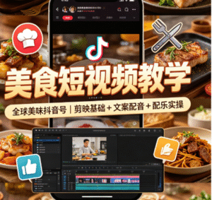 美食短视频教学｜全球美味抖音号｜剪映基础 + 文案配音 + 配乐实操全掌握
