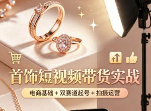 首饰短视频带货实战｜电商基础 + 双赛道起号 + 拍摄运营全掌握