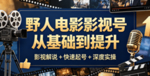 野人电影/影视号从基础到提升｜影视解说 + 快速起号 + 深度实操全掌握