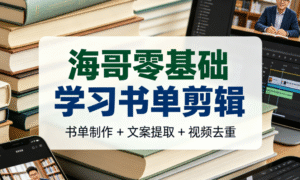 海哥零基础学习书单剪辑｜书单制作 + 文案提取 + 视频去重全掌握