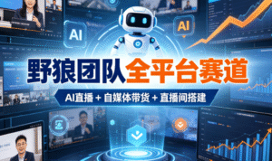 野狼团队全平台赛道｜AI 直播 + 自媒体带货 + 直播间搭建全掌握
