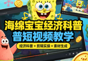 海绵宝宝经济科普短视频教学｜经济科普 + 剪辑实操 + 素材生成全掌握