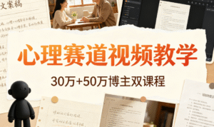心理赛道视频教学 30 万 +50 万博主双课程｜心理力量 + 心理能量｜文案创作 + 视频制作全流程掌握