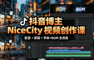 抖音博主 NiceCity 视频创作盘点课｜城市视频制作全流程｜配音 + 剪辑 + 字体+BGM 一站式掌握