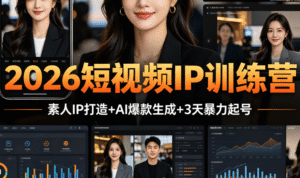 2026 短视频 IP 训练营｜素人 IP 打造全流程｜AI 生成爆款文案视频 +3 天暴力起号实战课