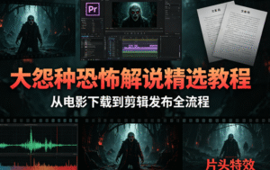 大怨种恐怖解说精选独家教程｜恐怖电影解说从 0 到 1｜电影下载 + 文案 + 配音 + 剪辑全流程掌握