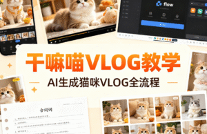 干嘛喵 VLOG 教学｜AI 生成猫咪 VLOG 全流程｜flow 工具 + 提示词 + 视频制作一站式掌握