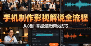 手机制作影视解说全流程实战课｜从文案编写到配音剪辑｜7 天打造爆款影视解说账号