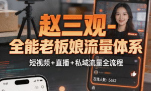 赵三观 – 全能老板娘流量体系｜短视频 + 直播 + 私域流量全流程｜3 节核心课掌握电商运营核心技能