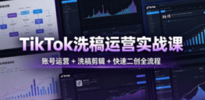 TikTok 洗稿运营实战课｜账号运营 + 洗稿剪辑 + 快速二创｜20 个模块掌握 TikTok 核心打法