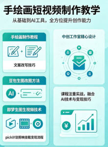 手绘画短视频制作教学｜AI 生图改图 + 即梦生视频+pick 计划变现全掌握