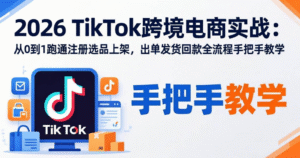 2026 从 0 到 1 跑通 TikTok 跨境电商完整课｜8 大章节从工具注册到选品上架 + 内容运营 + 订单发货全链路 SOP｜新手入门到避坑指南一站式打通