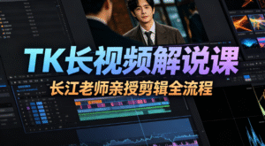 长江 TK 长视频解说完整实战课｜6 节剪辑流程核心课＋配套资源大礼包｜从选题到洗稿 + 配音翻译 + 剪辑全流程 SOP｜附常用软件+BGM+ 翻译指令
