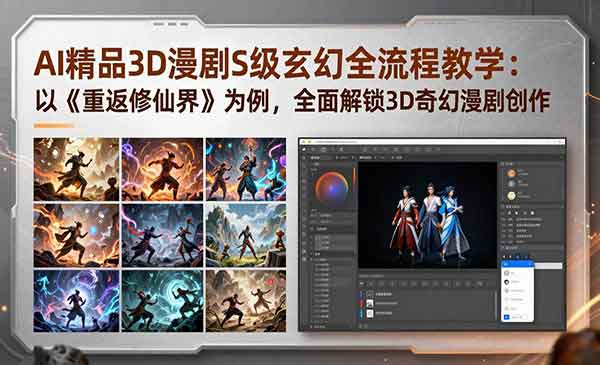 （三网1323期）AI精品3D玄幻漫剧教学