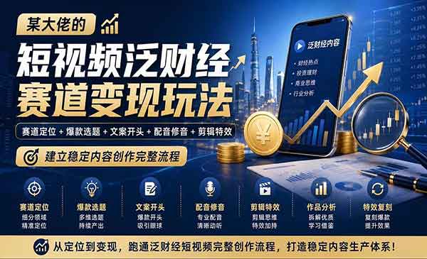 （三网133期）短视频泛财经赛道变现