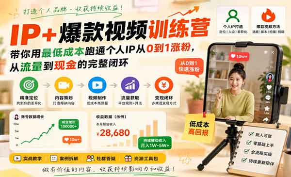 （三网239期）IP+爆款视频训练营