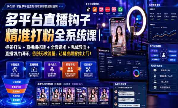 （三网399期）多平台直播钩子精准打粉