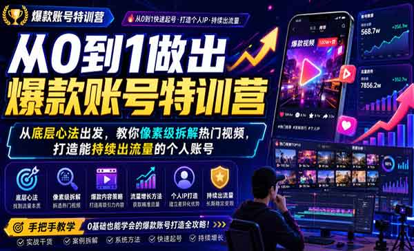 （三网434期）爆款账号特训营