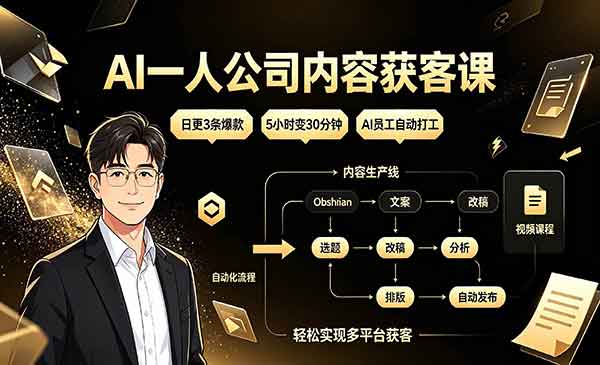 （三网488期）AI一人公司内容获客