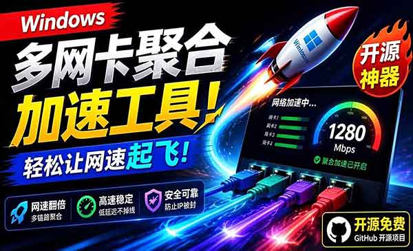 （三网495期）多网卡网速聚合加速工具