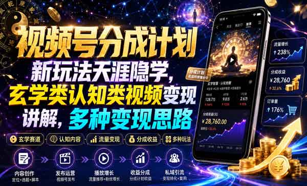 （三网527期）视频号分成天涯隐学