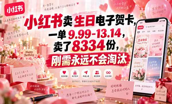 （三网53期）小红书卖生日电子贺卡