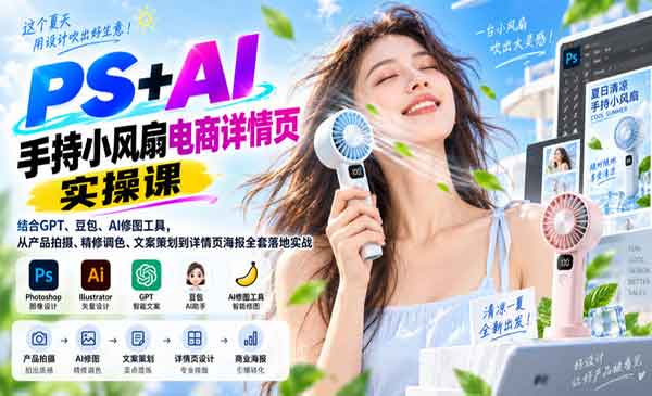 （三网56期）PS+AI手持小风扇电商详情页
