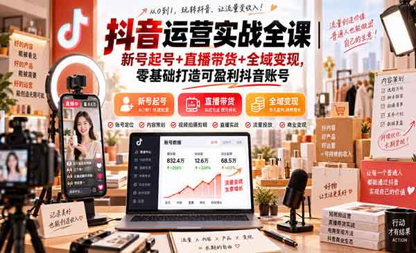 （三网6期）零基础打造可盈利抖音账号