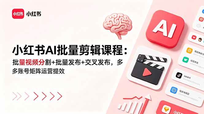 （三网770期）小红书AI批量剪辑
