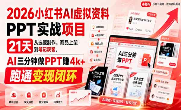 （三网83期）小红书AI卖PPT实战