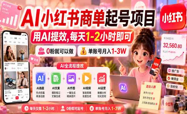 （三网837期）AI小红书商单起号