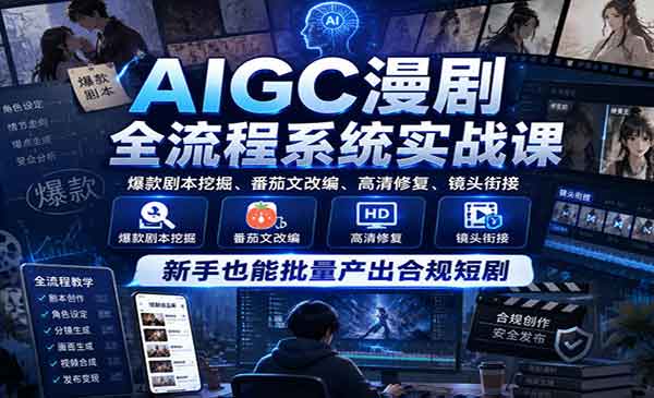 （三网855期）AIGC漫剧全流程系统
