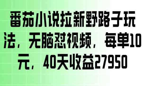 （三网889期）番茄小说拉新野路子