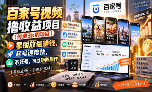 （三网9期）百家号视频撸收益项目