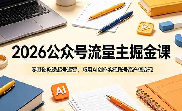 （三网924期）2026公众号流量主掘金