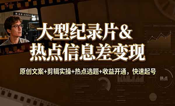 （三网1764期）纪录片快速起号变现