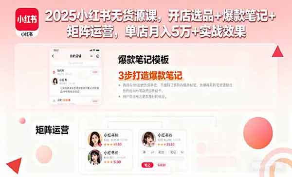（三网2035期）小红书无货源开店