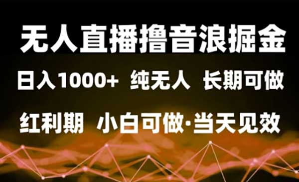 （三网2843期）无人直播撸音浪掘金