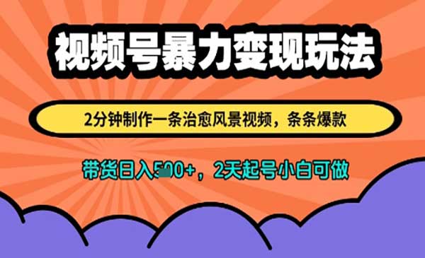 （三网3094期）视频号暴力变现玩法