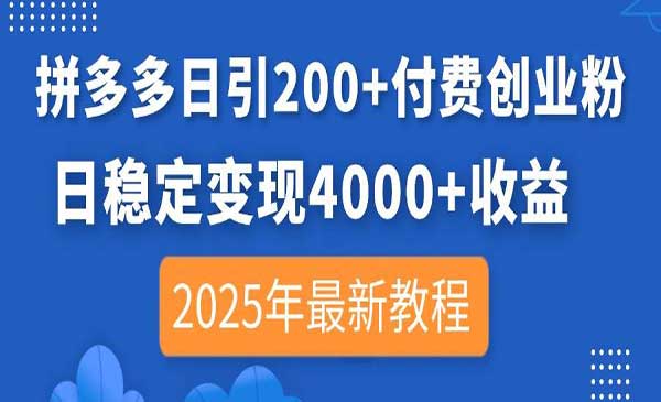 （三网3403期）拼多多日引200+创业粉