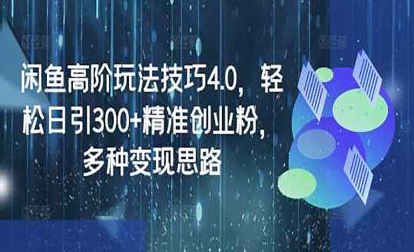 （三网3675期）闲鱼日引300+创业粉