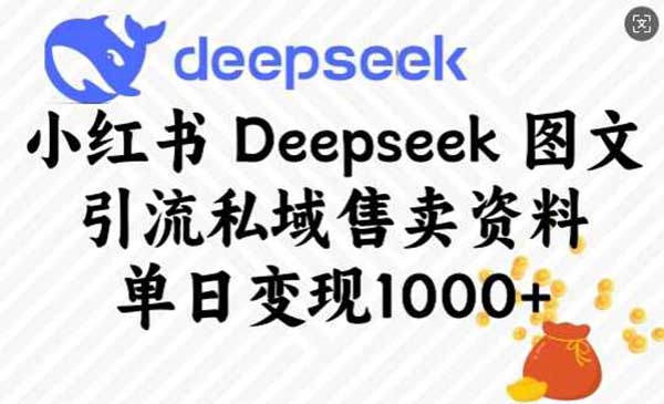 （三网3740期）Deepseek小红书卖资料