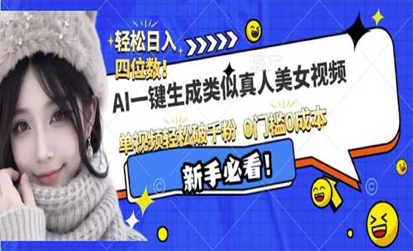 （三网4223期）AI一键真人美女视频