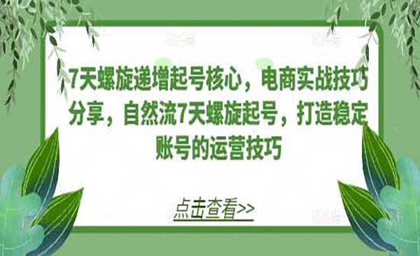 （三网4439期）7天螺旋递增起号核心
